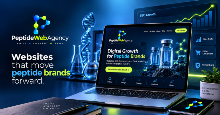 Peptide website development for peptide brands with SEO, ecommerce and digital growth